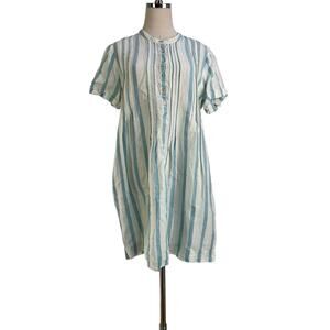 Faherty Gemina Stripe Linen Dress Blue White